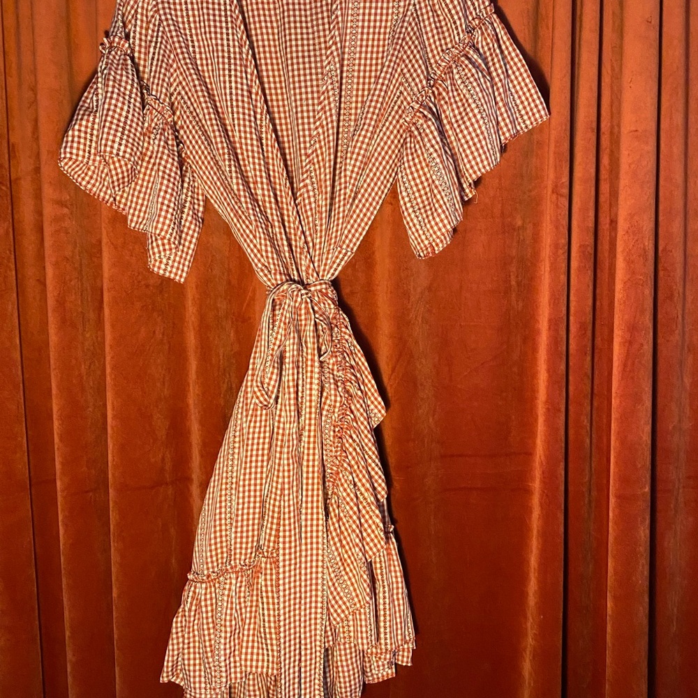 Gingham Ruffle Sleeve Dress